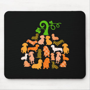Dachshund Pumpkin Shape Plaid Leopard Dog Autumn H Mouse Pad