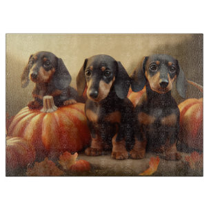 Dachshund Puppy Autumn Delight Pumpkin Cutting Board