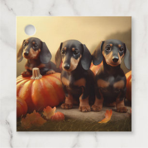 Dachshund Puppy Autumn Delight Pumpkin Favour Tags
