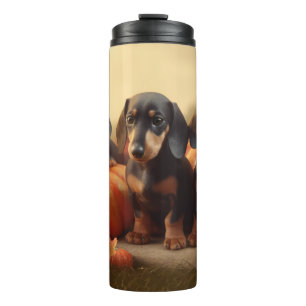 Dachshund Puppy Autumn Delight Pumpkin Thermal Tumbler