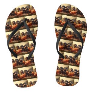Dachshund Puppy Autumn Delight Pumpkin Thongs