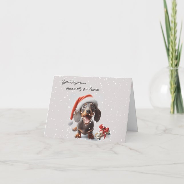 Dachshund Puppy Christmas Surprise Card (Front)