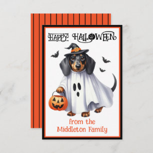 Dachshund Puppy Dog Happy Halloween Card