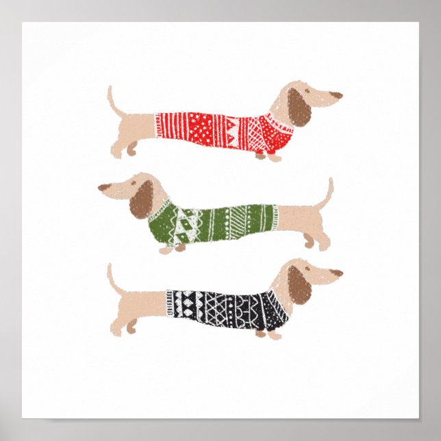 Dachshund Puppy Dogs Christmas Sweater Holiday Fun Poster (Front)