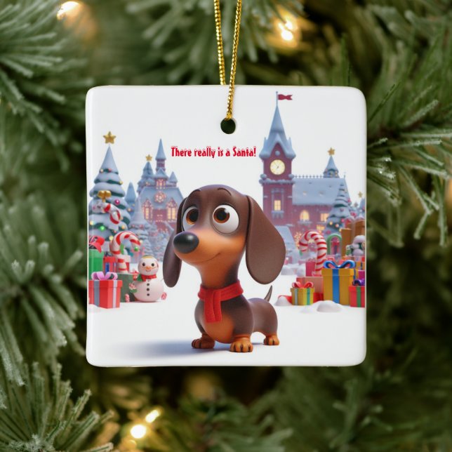 Dachshund Puppy Personalised Ceramic Tree Ornament (Tree)
