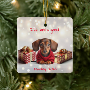 Dachshund Puppy Personalised Tree Ornament