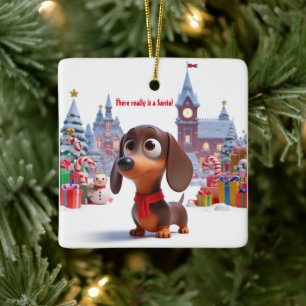 Dachshund Puppy Personalized Ceramic Tree Ornament