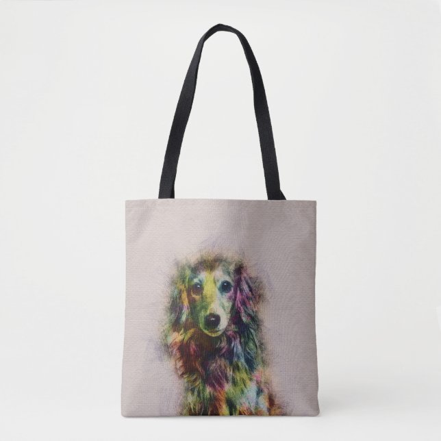 Dachshund Puppy Sketch Paint Tote Bag (Front)