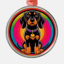 Dachshund Puppy Surrounded by Vibrant Rainbow