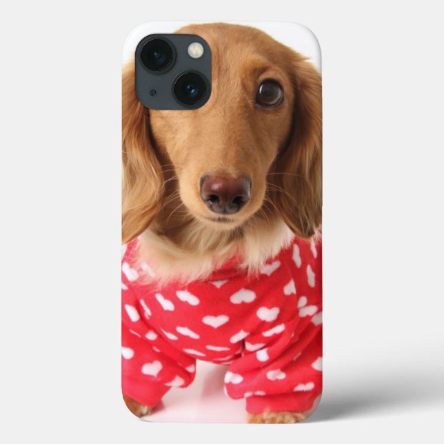 Dachshund Puppy Wearing Valentine's Outfit Case-Mate iPhone Case (Back)