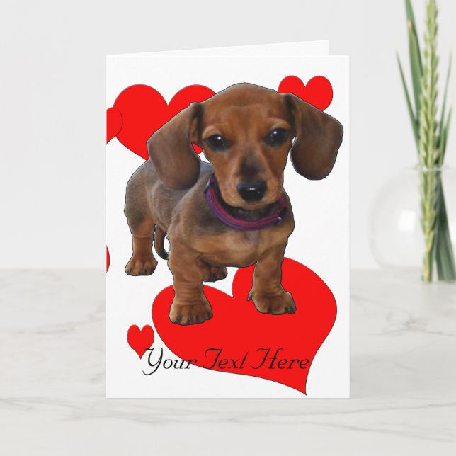 DACHSHUND Puppy with Hearts Card (Front)