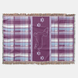 Dachshund Purple Plaid Throw Blanket