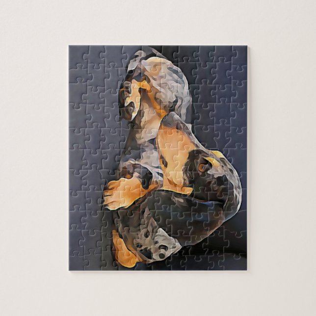 dachshund puzzle blue (Vertical)