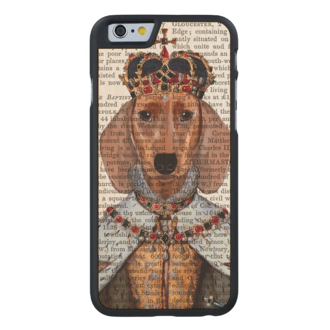 Dachshund Queen 2 Carved Wood iPhone Case (Back)