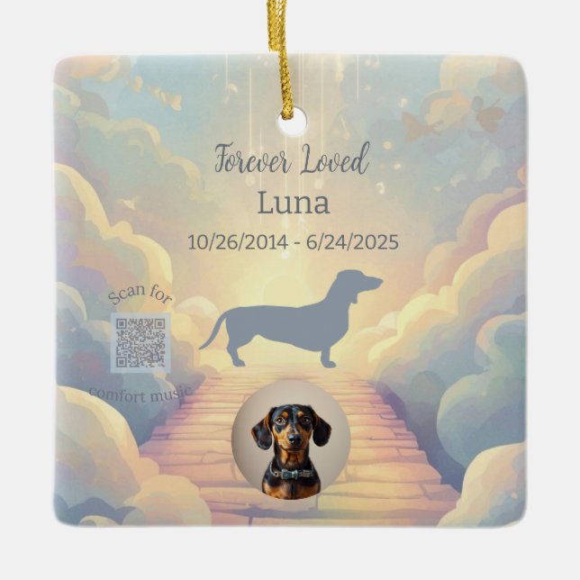 Dachshund Rainbow Bridge Memorial Ornament (Front)