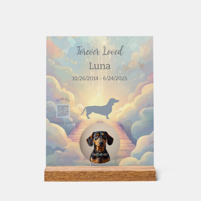 Dachshund Rainbow Bridge Memorial Plaque Acrylic Sign (Front)