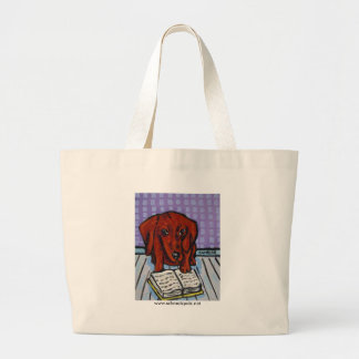 Dachshund Reading a Book Large Tote Bag