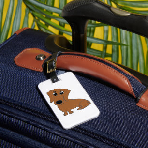 dachshund red cartoon luggage tag