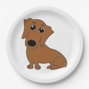 dachshund red cartoon paper plate