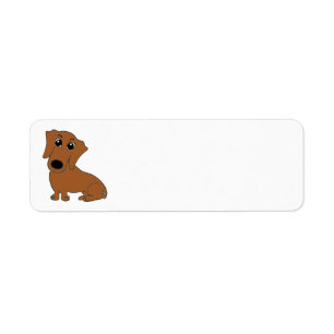 dachshund red cartoon return address label