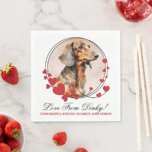 Dachshund Red Heart Frame Dog Photo Napkin
