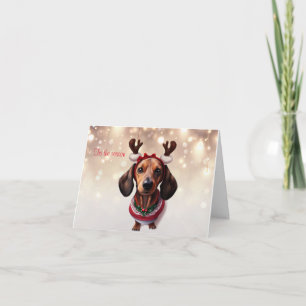 Dachshund Reindeer Christmas Card