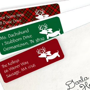 Dachshund Reindeer Earthy Christmas Address Labels