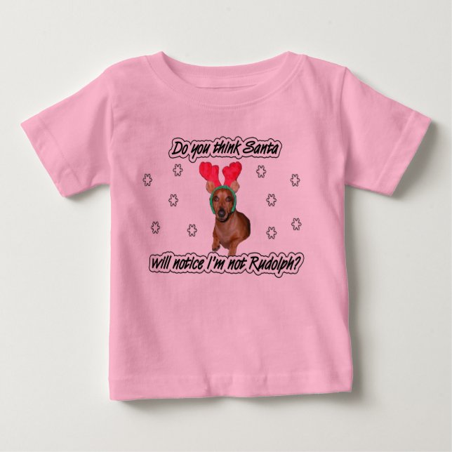 Dachshund Reindeer Kids Shirt (Front)