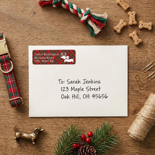 Dachshund Reindeer Plaid Christmas Address Labels