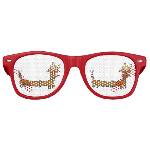 Dachshund Reindeer Retro Sunglasses