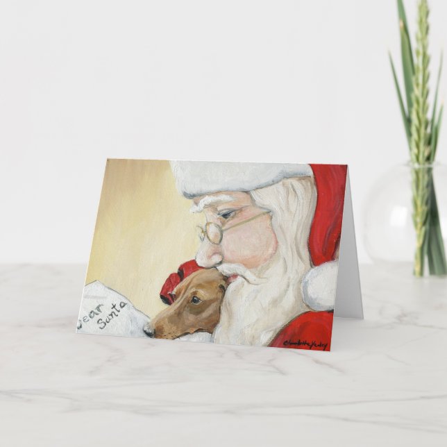 "Dachshund Request for Santa" Art Christmas Card (Front)