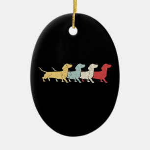 Dachshund Retro Vintage Ceramic Ornament