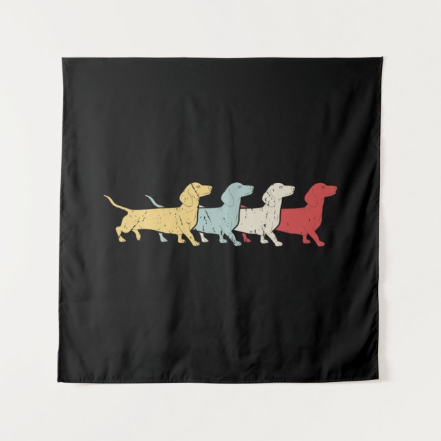 Dachshund Retro Vintage Tapestry (Front)
