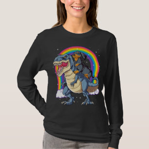 Dachshund Riding Dinosaur T Rex Gifts Boys Kids Me T-Shirt