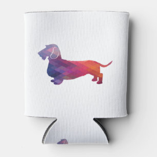 Dachshund Rough Coated Geo Silhouette Purple Can Cooler