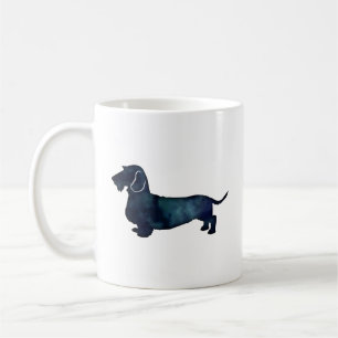 Dachshund Rough Coated Silhouette Watercolor Coffee Mug