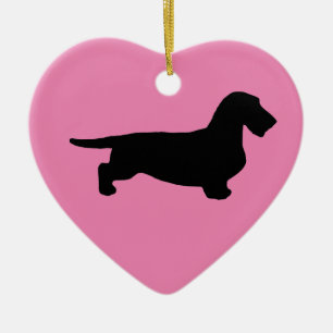Dachshund Rough Hair - Silhouette 1 Ceramic Ornament