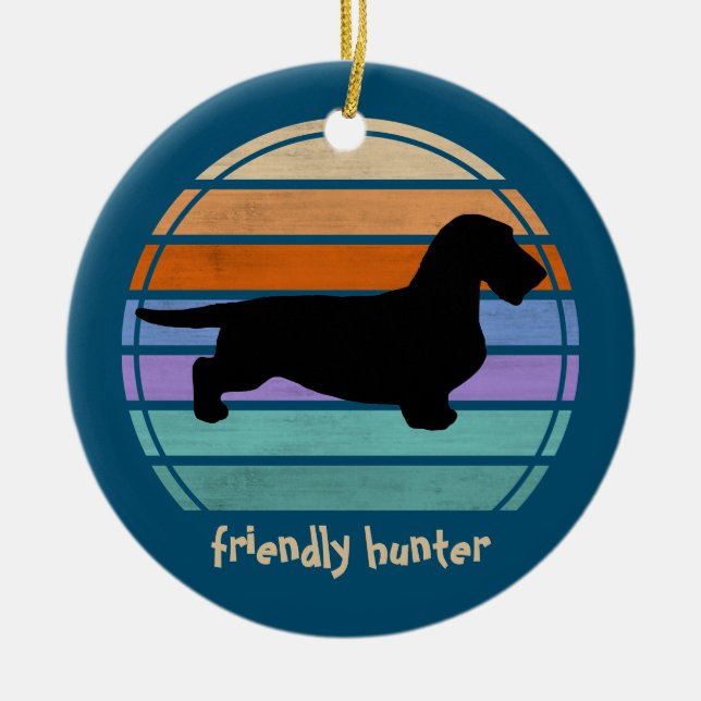 Dachshund Rough Hair - Silhouette 1 Ceramic Ornament (Front)