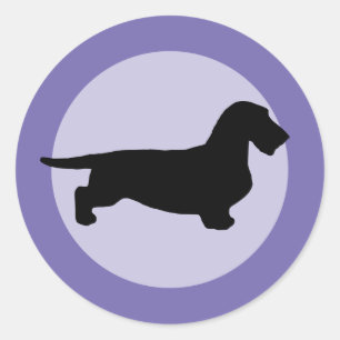 Dachshund Rough Hair - Silhouette 1 Classic Round Sticker