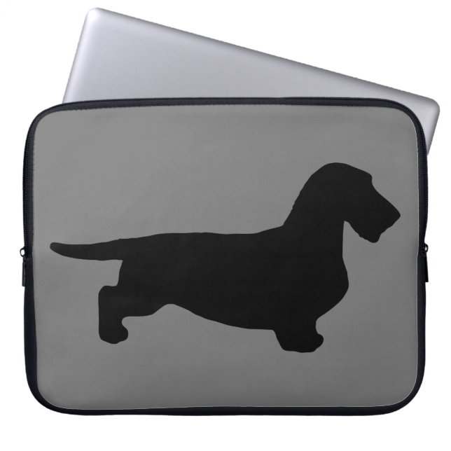Dachshund Rough Hair - Silhouette 1 Laptop Sleeve (Front)