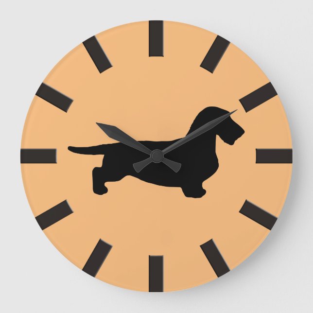 Dachshund Rough Hair - Silhouette 1 Large Clock (Front)