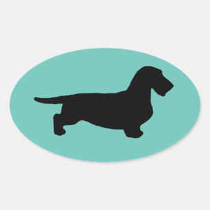 Dachshund Rough Hair - Silhouette 1 Oval Sticker