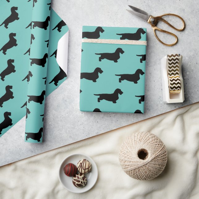 Dachshund Rough Hair - Silhouette 1 Wrapping Paper (Crafts)