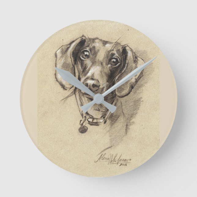 Dachshund round clock Dog lover gift (Front)