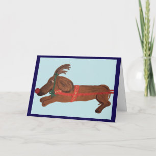 Dachshund Rudolph The Red-Nosed Reindeer Card