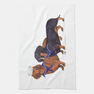 Dachshund Sailors Tea Towel
