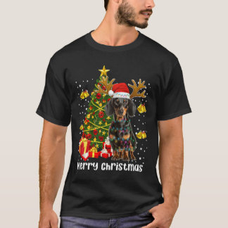 Dachshund Santa Christmas Tree Lights Xmas Reindee T-Shirt