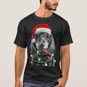 Dachshund Santa Christmas Tree Lights Xmas Wiener T-Shirt