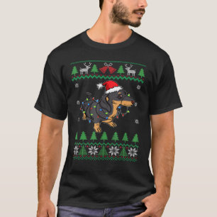 Dachshund Santa Clause Hat Lights Wiener Dog Ugly T-Shirt
