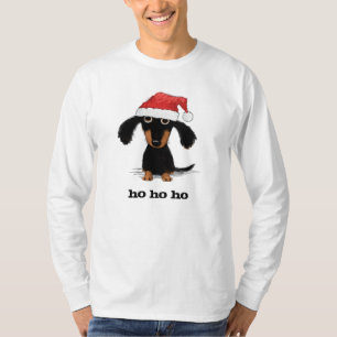 Dachshund Santa Clause with Customisable Text T-Shirt